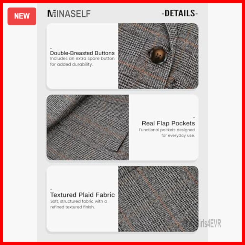 Lightweight Plaid Blazer Fully Lined Button Front… - image 6